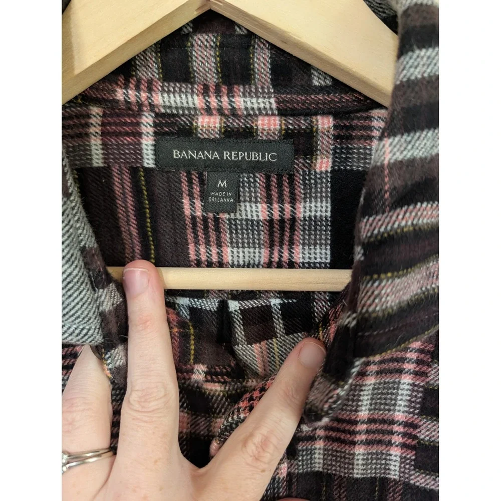 Banana Republic Patchwork Plaid Flannel Shirt Multi-Color Mens M